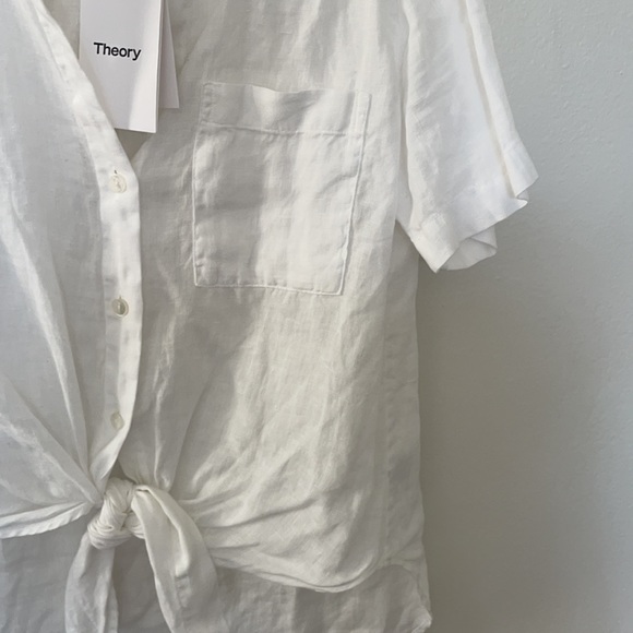 Theory linen white shirt Hekanina size small /P - Picture 3 of 4